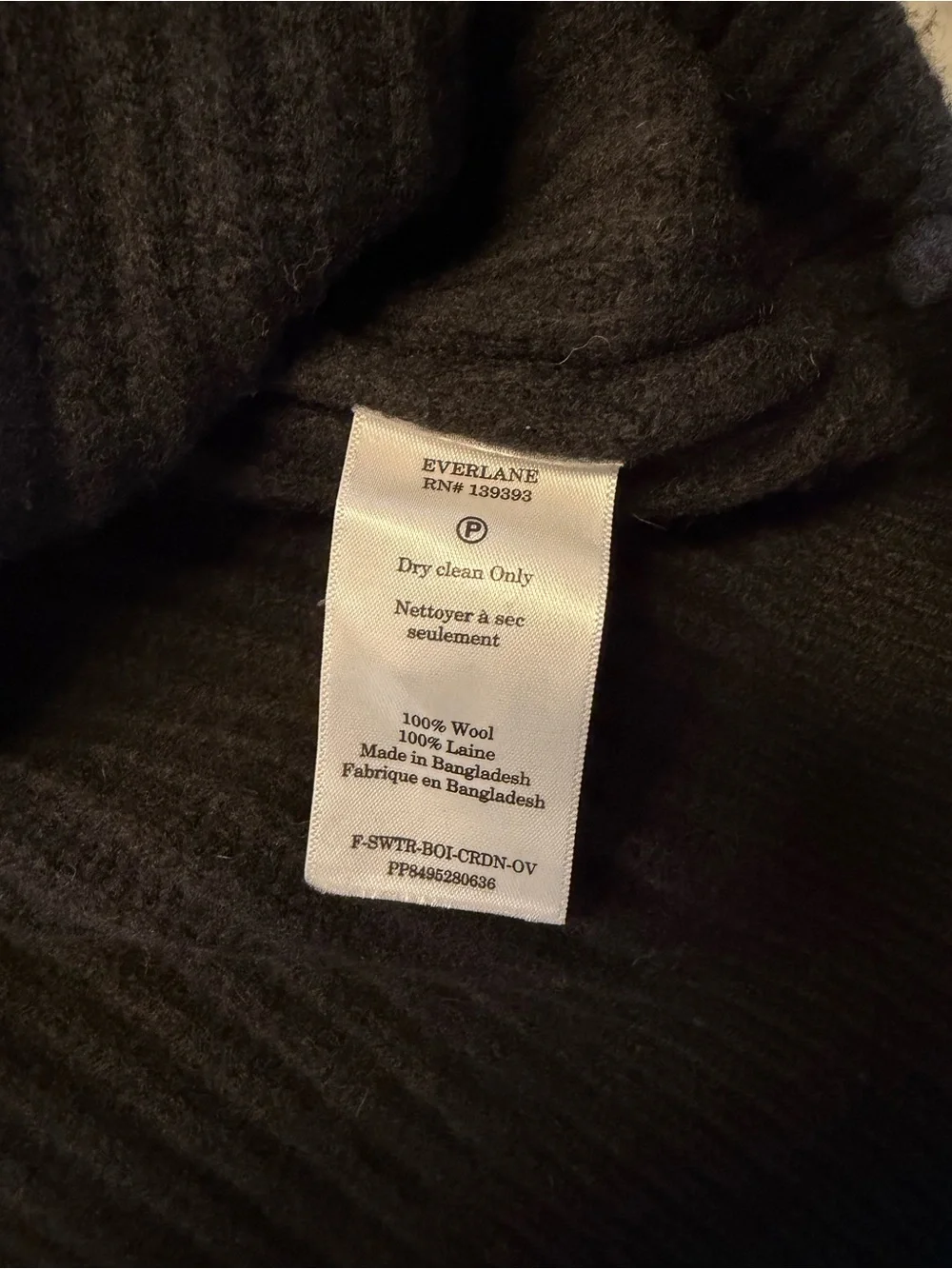 Everlane Black Ribbed Button-Front V-Neck Cardigan